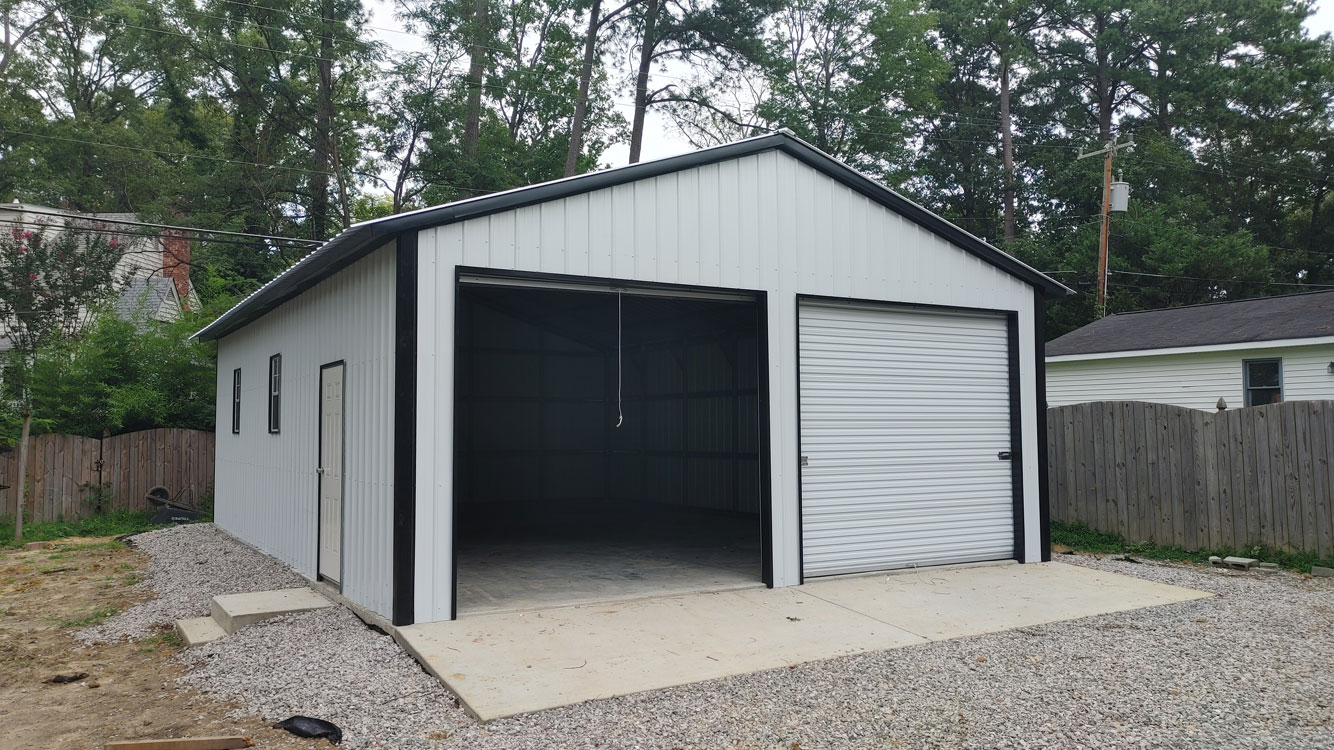 24' x 35' x 10' White & Black Two Bay Garage