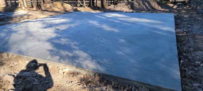 26' x 30' Monolithic Concrete Slab Foundation for Metal Garage