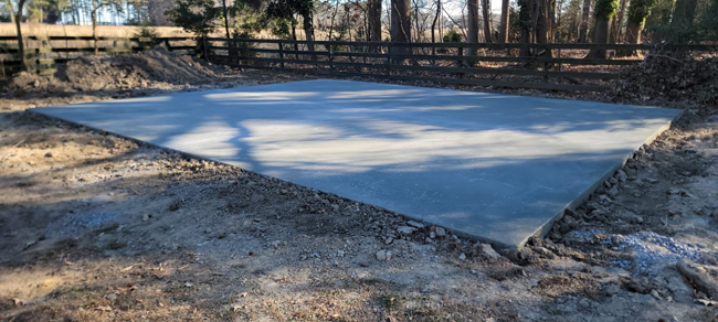 26' x 30' Monolithic Concrete Slab Foundation for Metal Garage