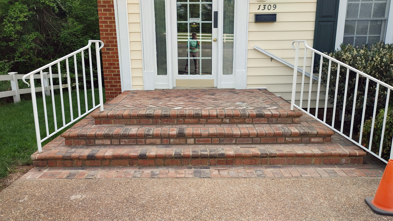 Bullnose Brick Front Steps Repaired at Oilville Office