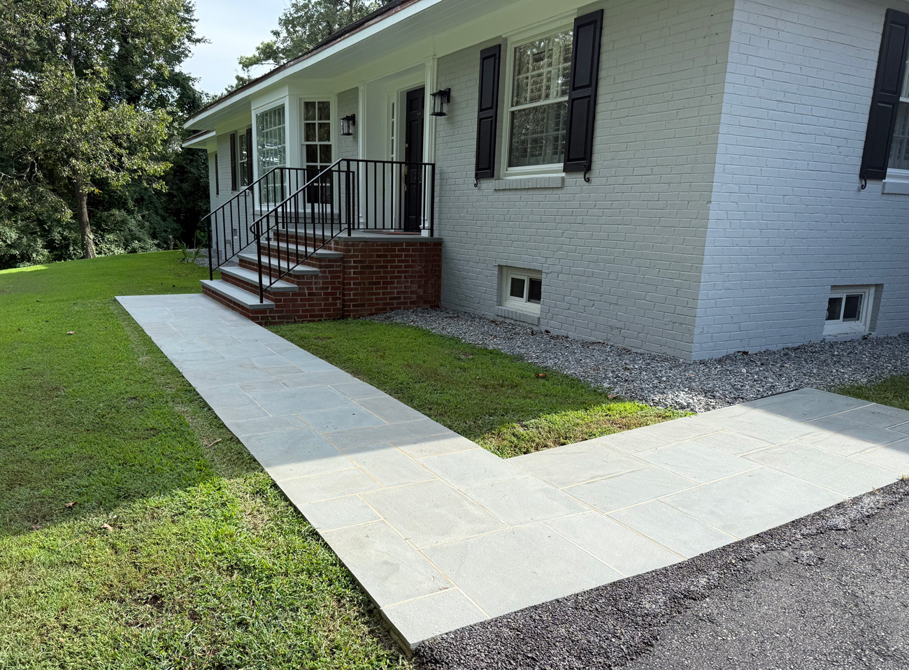 Brick steps rebuild with bluestone capping and bluestone walkway