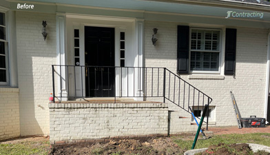 White brick house front steps redesign