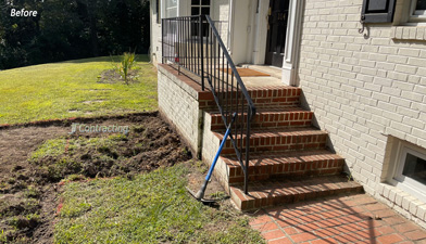 White brick house front steps redesign