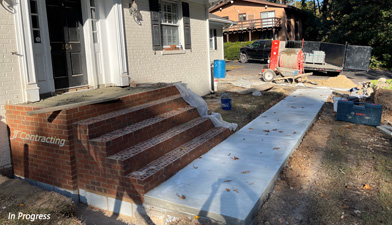 White brick house front steps redesign