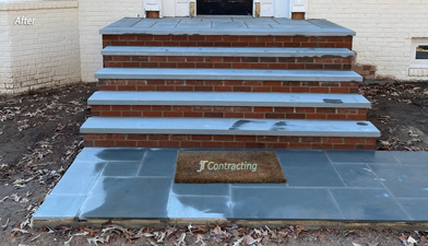 White brick house front steps redesign