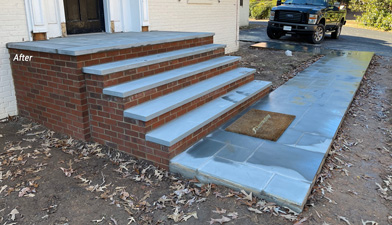 White brick house front steps redesign