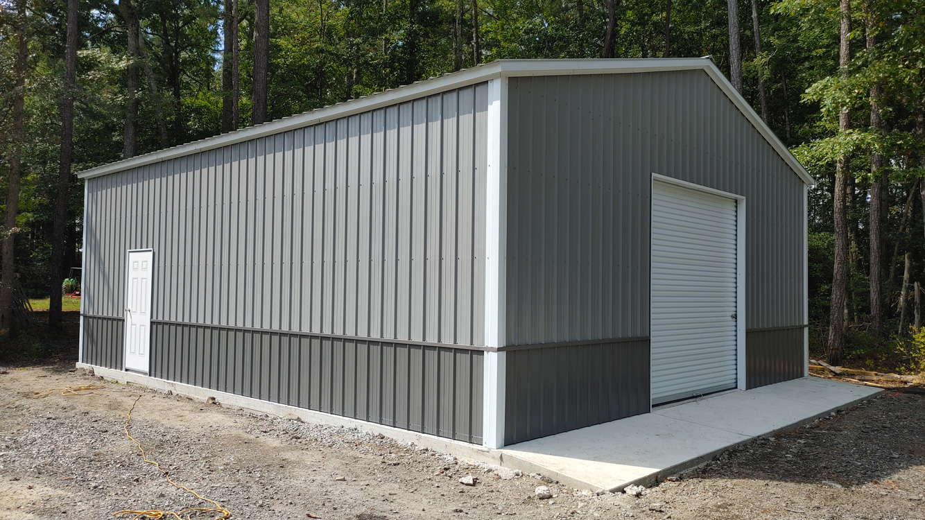 30' x 35' x 12' Pewter & Charcoal Metal Garage
