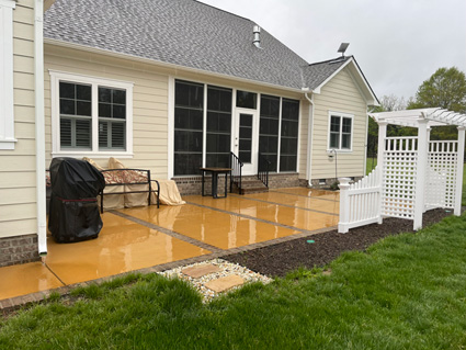 Brick and concrete patio on a new home build - finished and complete