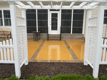 Brick and concrete patio on a new home build - finished and complete