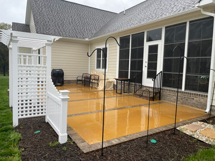 Brick and concrete patio on a new home build - finished and complete